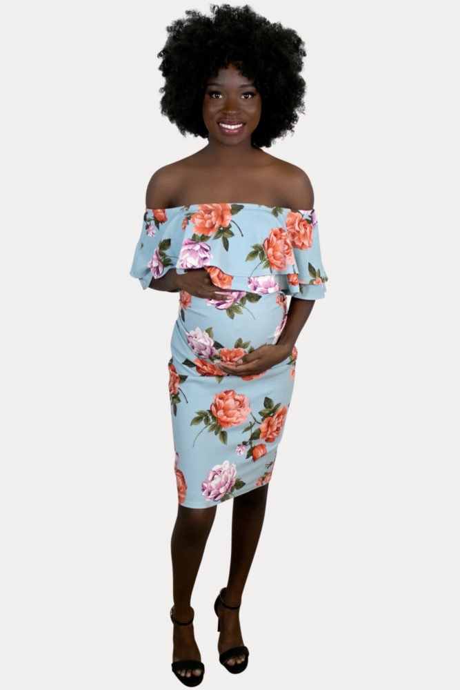 baby blue maternity dress