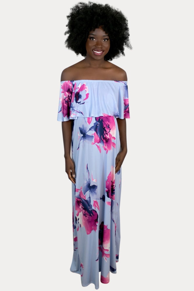 periwinkle maternity maxi dress