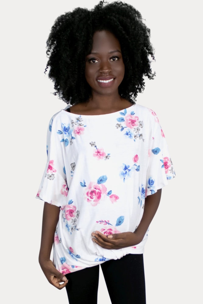 white floral maternity top