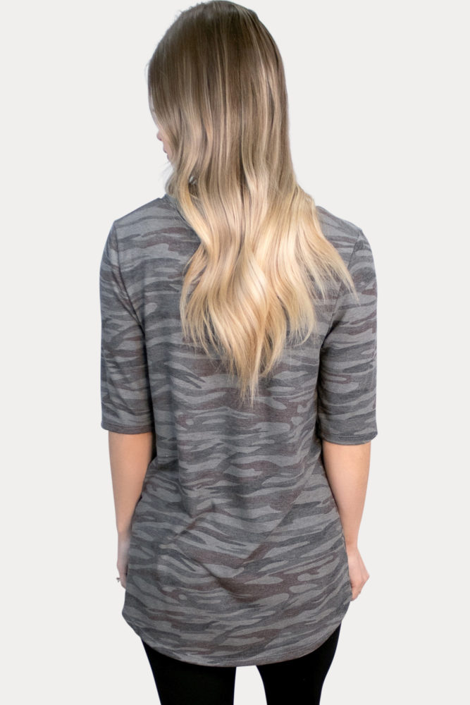grey camo maternity top