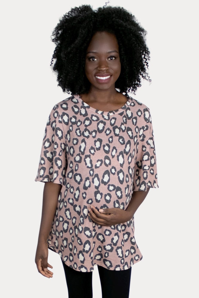 pink leopard maternity top