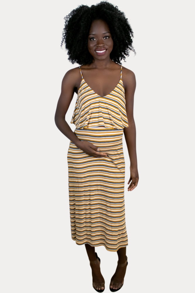 multi striped maternity dress