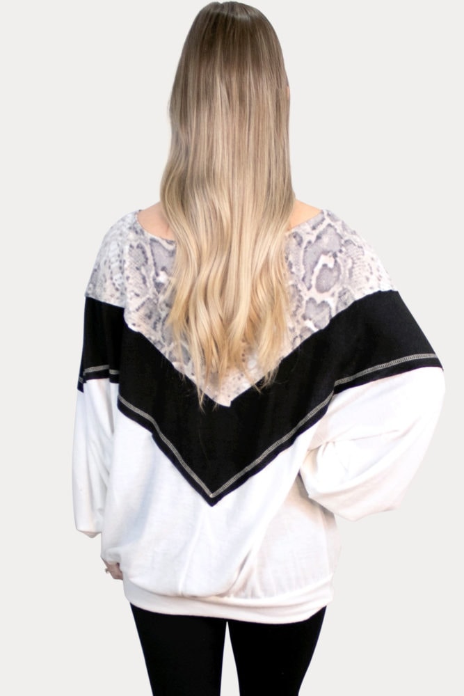 snake print maternity crewneck