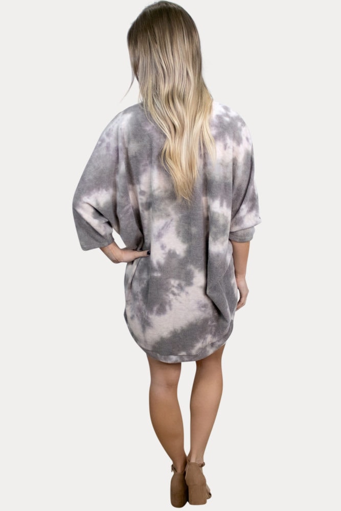 grey tie dye maternity cardigan