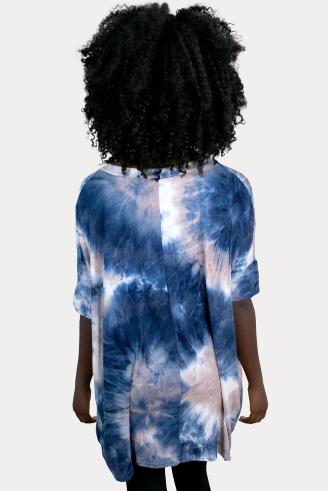 navy tie dye maternity top