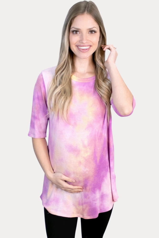 pink tie dye pregnancy top