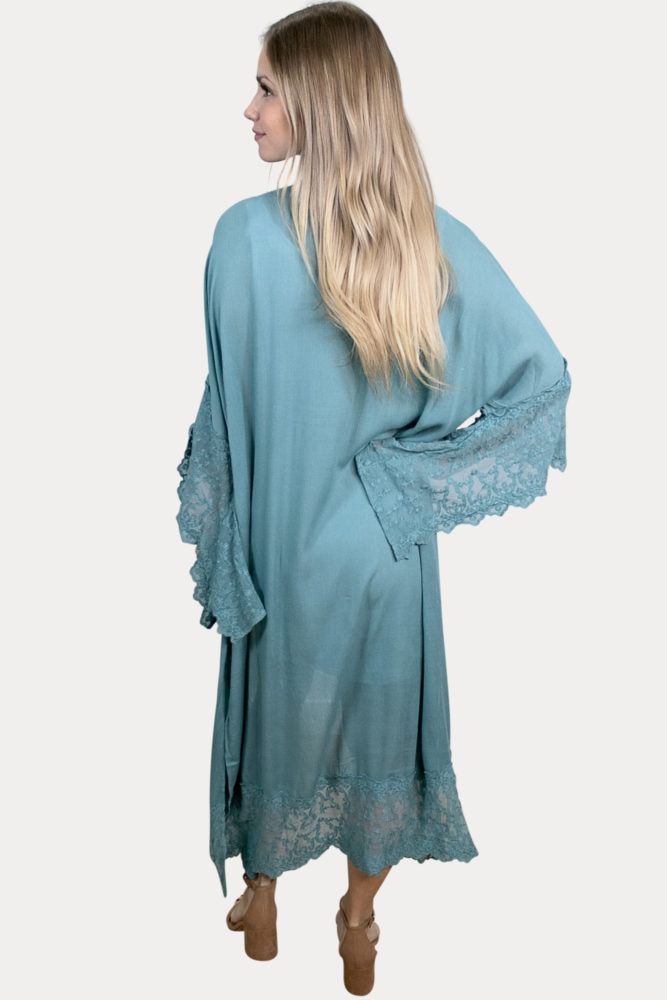 blue maternity duster