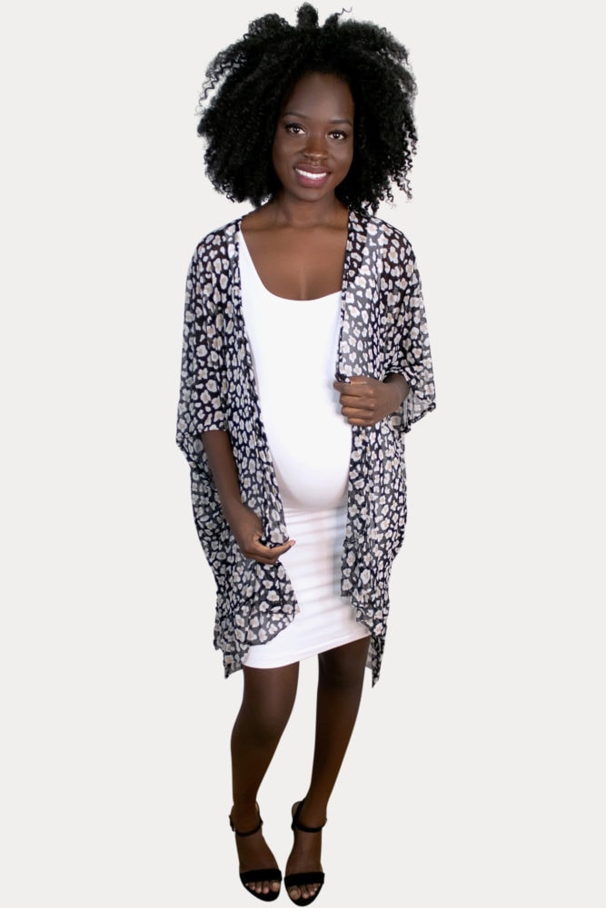 lightweight leopard print maternity kimono
