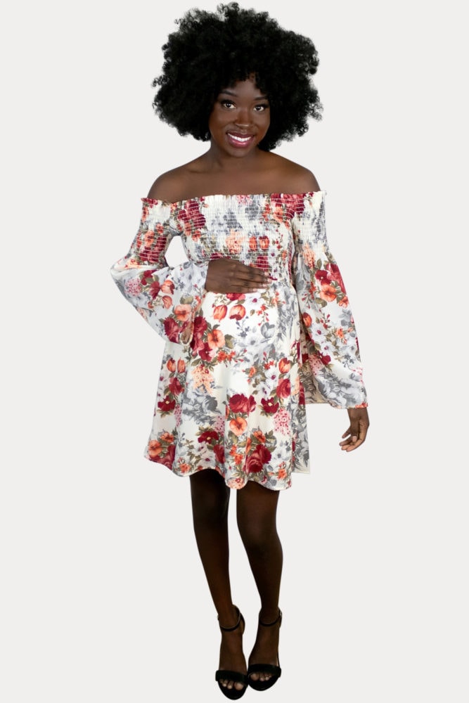 floral smocked pregnancy dress