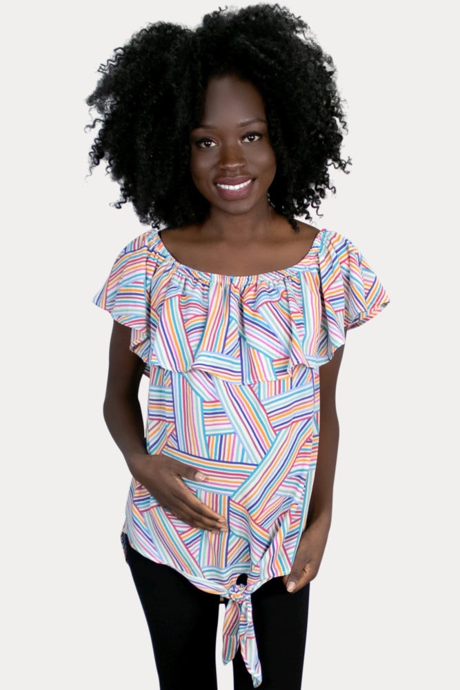 multi striped maternity top