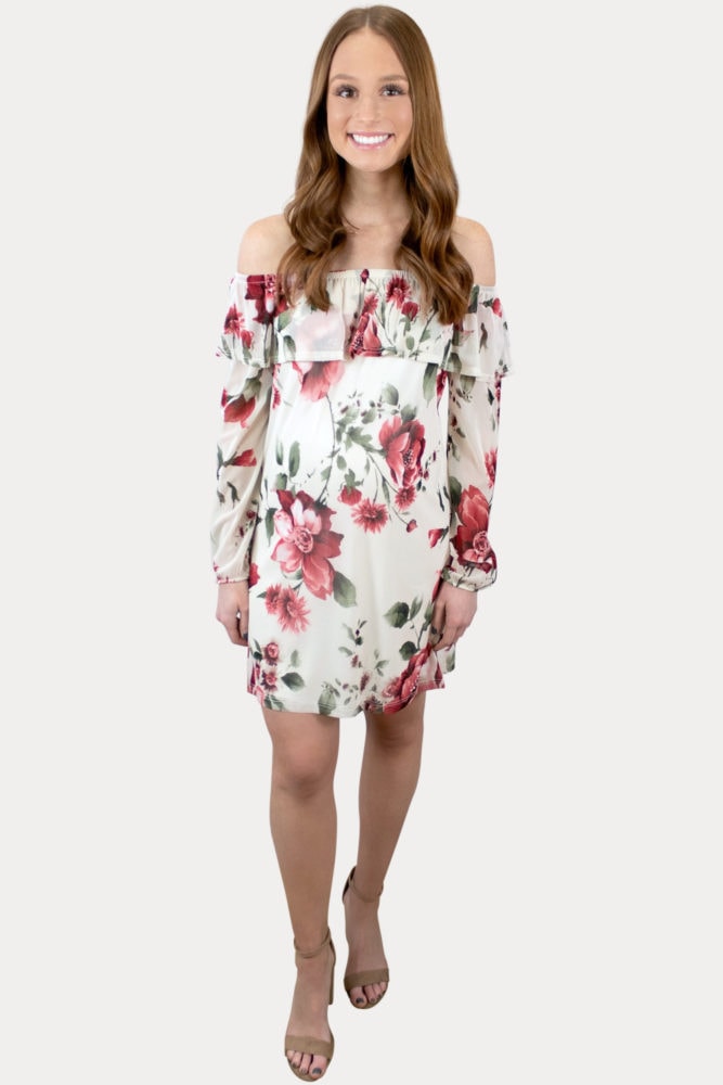 floral long sleeve maternity dress