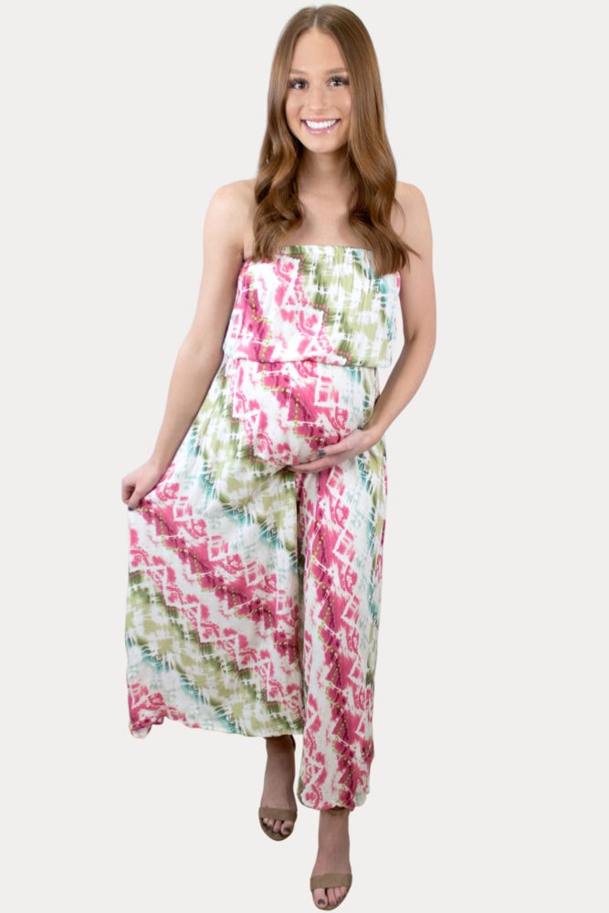 strapless tie dye maternity dress