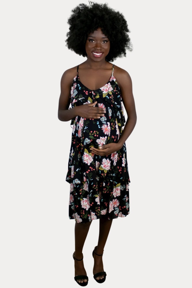 floral black pregnancy dress