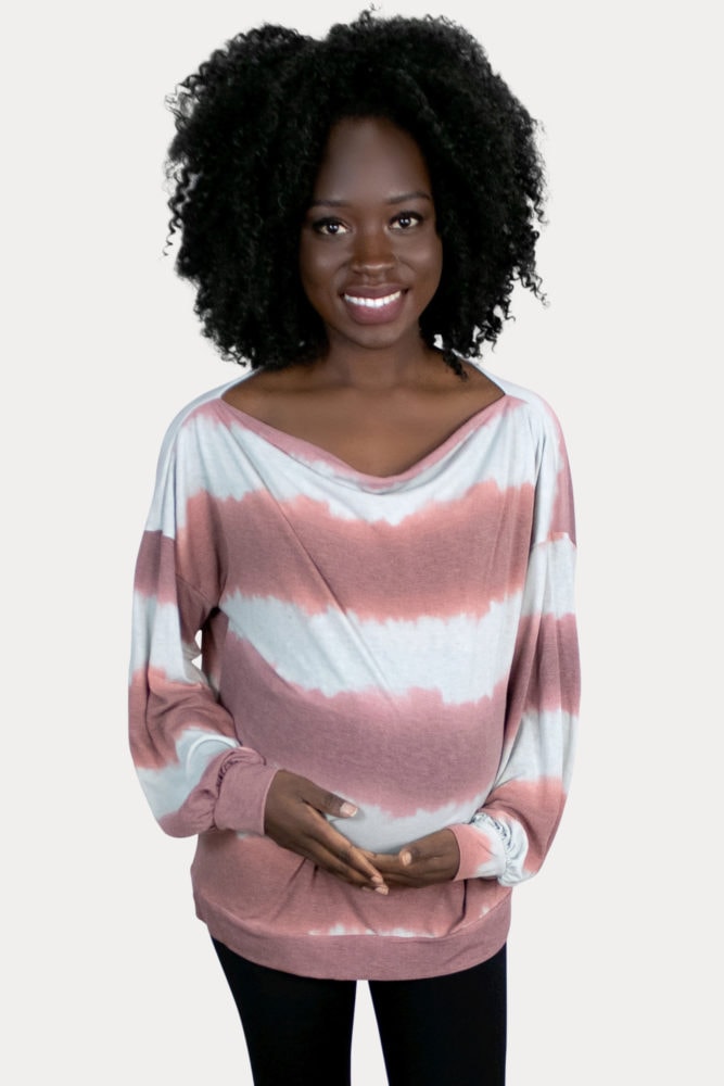 striped tie dye maternity top