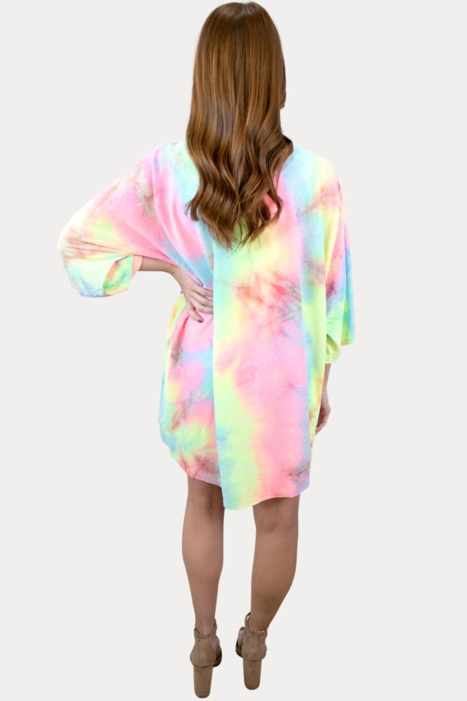 bright tie dye maternity cardigan