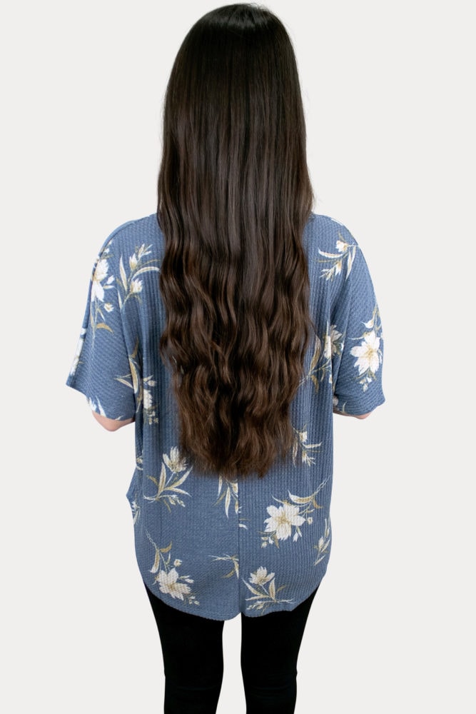 blue floral pregnancy tee