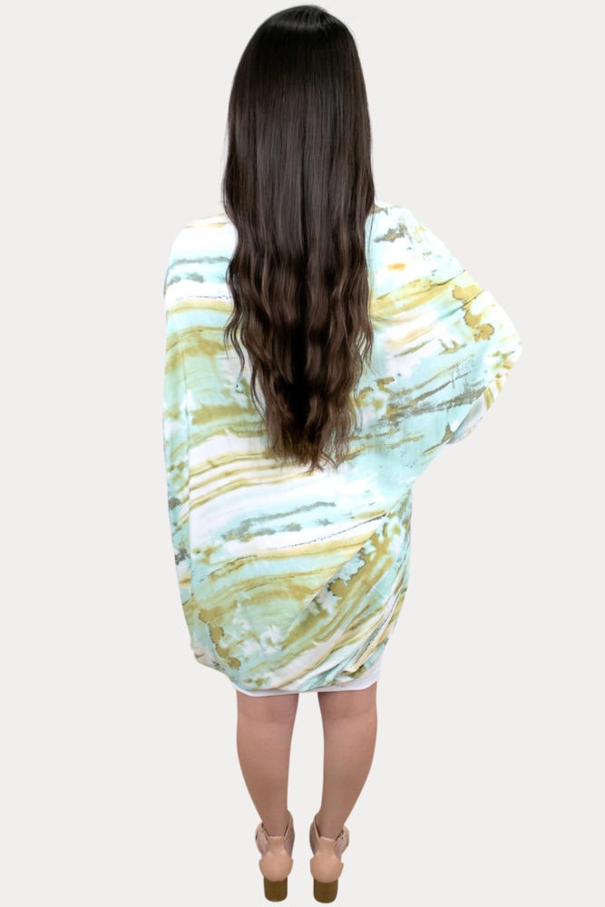 green tie dye maternity cardigan