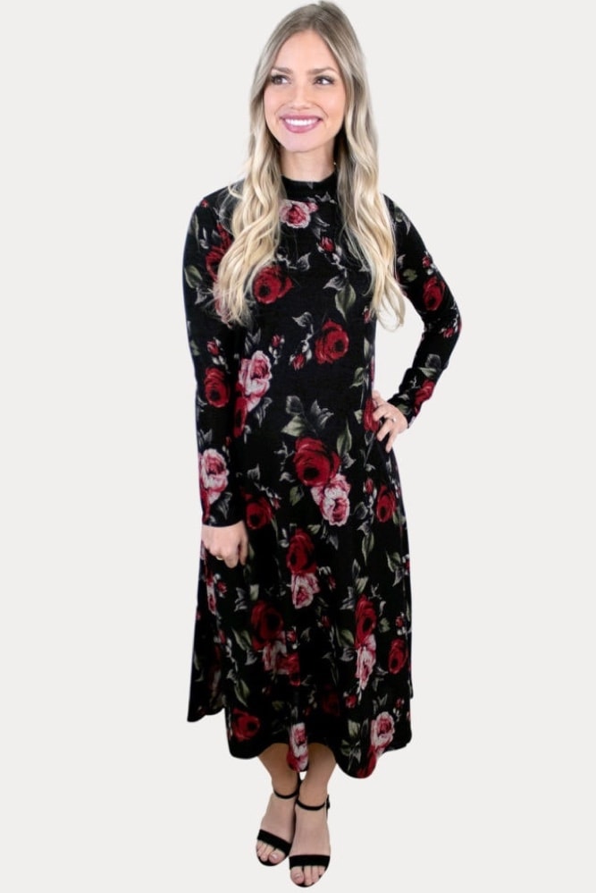 knit floral maternity dress