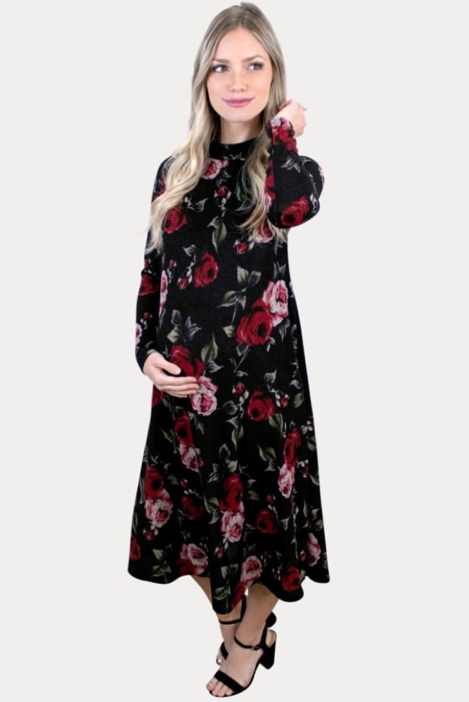knit floral maternity dress