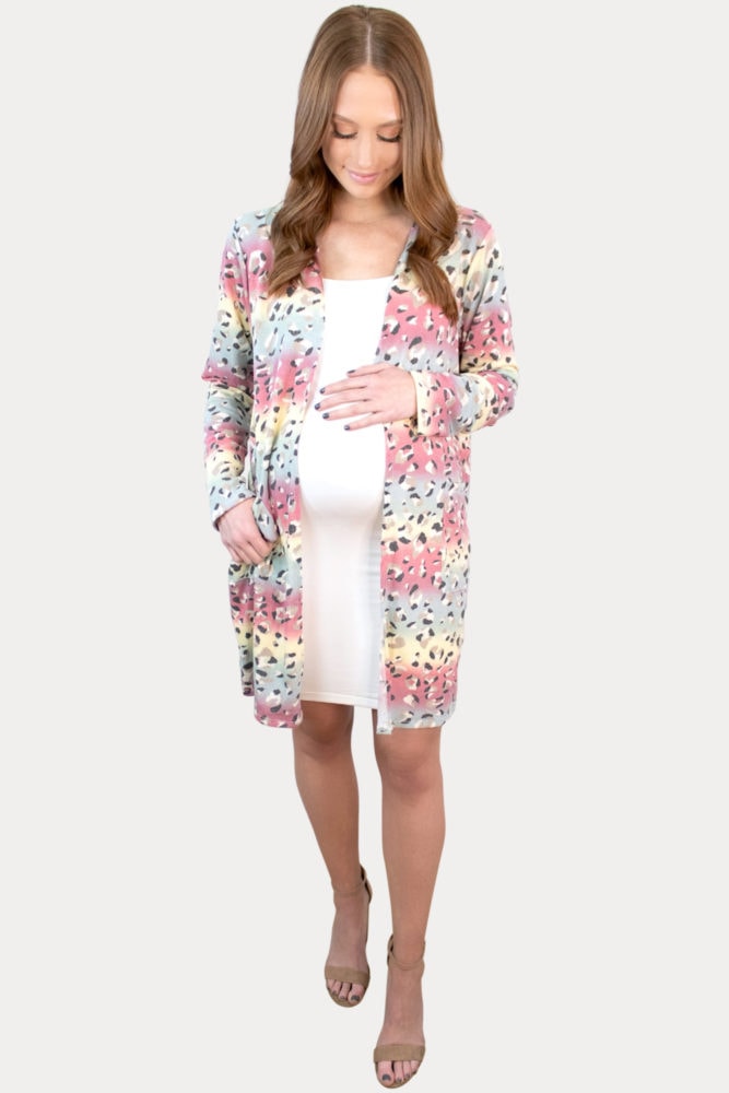 multi colored pregnancy cardigan