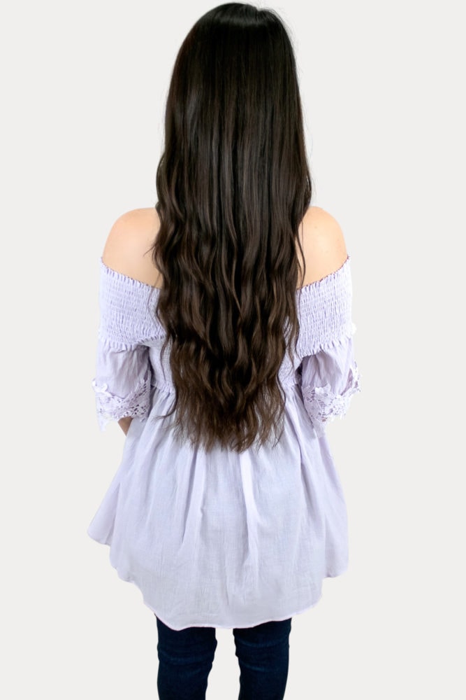 purple maternity shirt