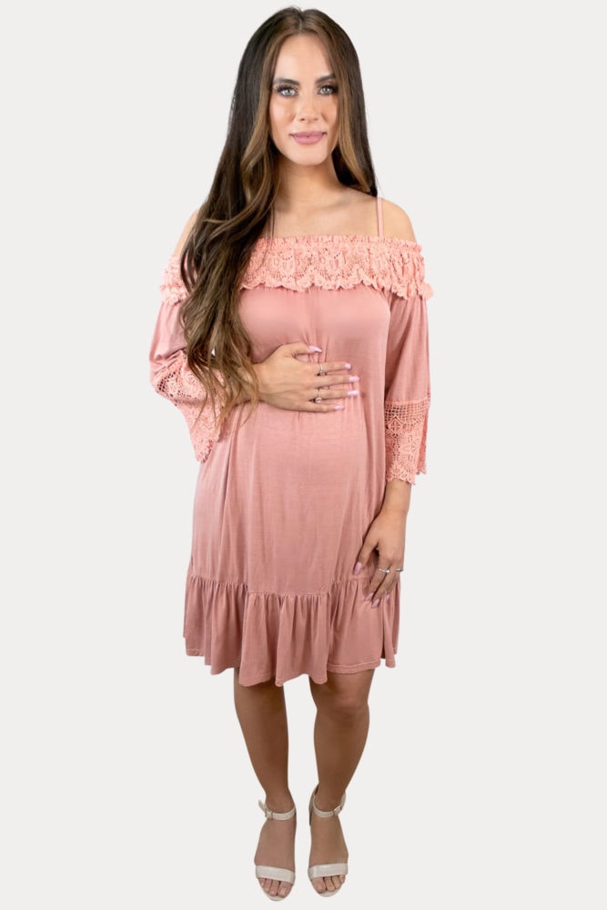 coral maternity dress
