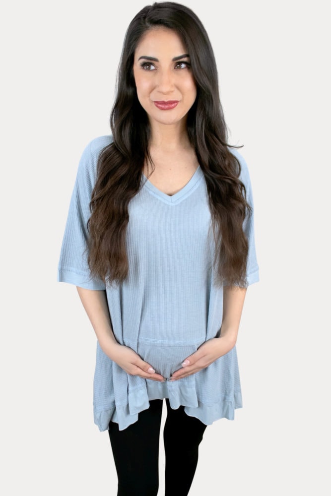 blue maternity tee