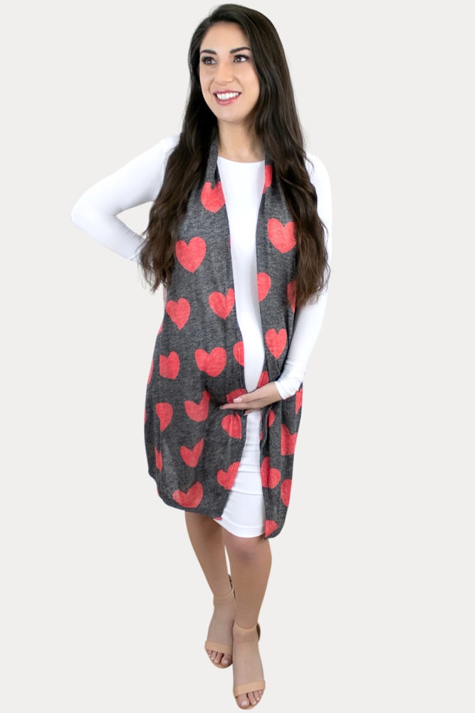 heart print maternity kimono