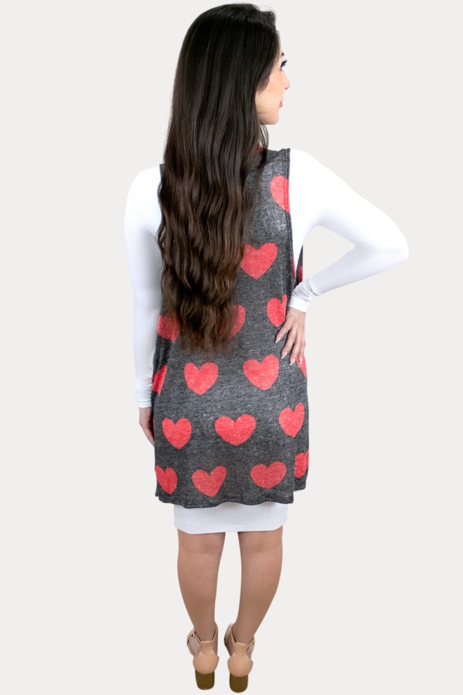 heart print maternity kimono