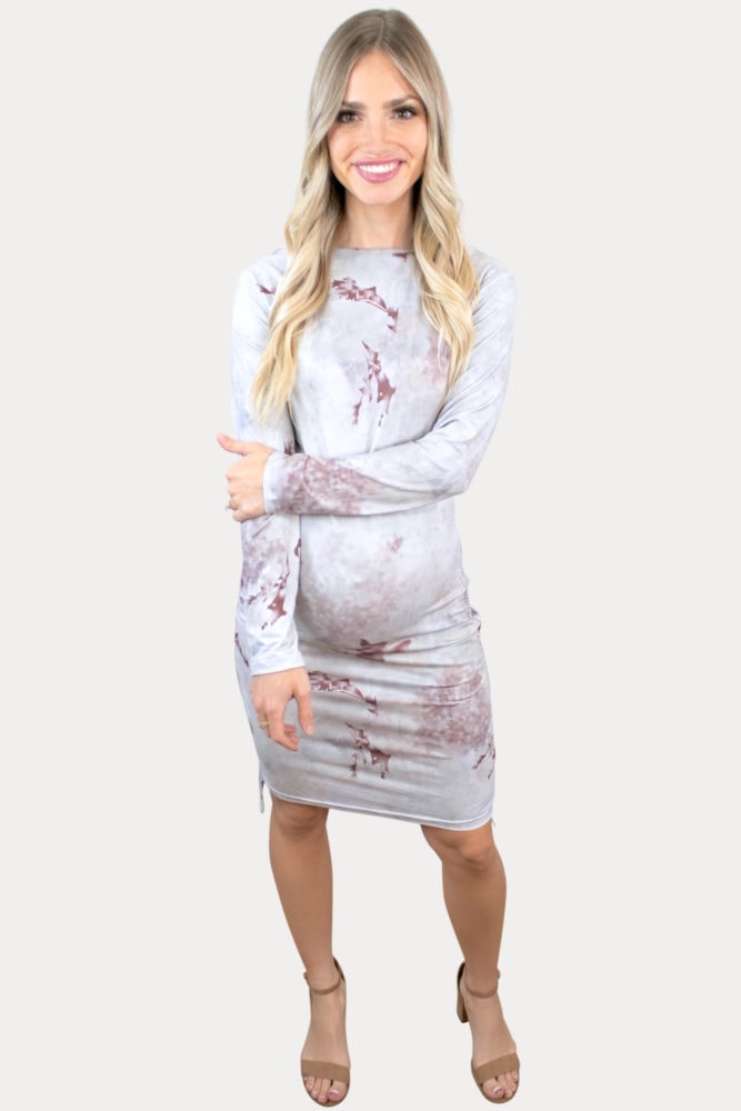 ruched tie dye maternity dress