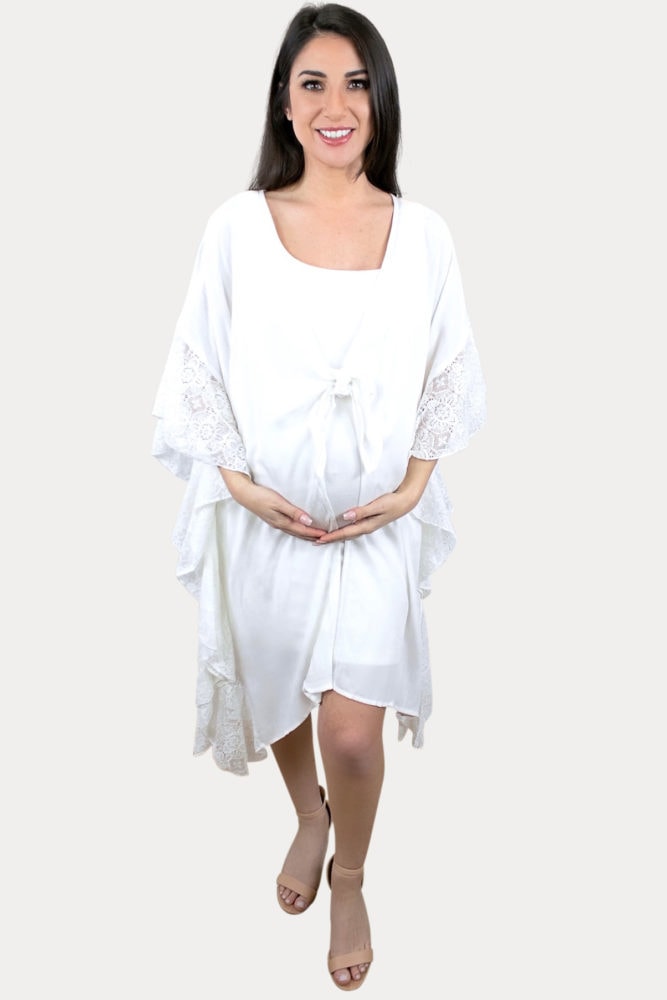 white pregnancy cardigan