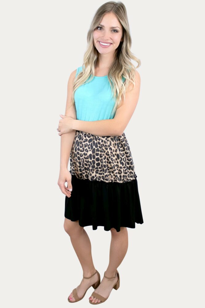 blue leopard maternity dress