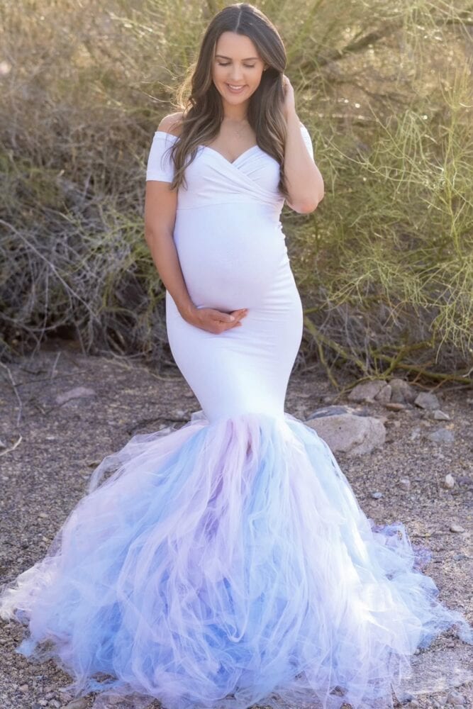 gender reveal maternity gown