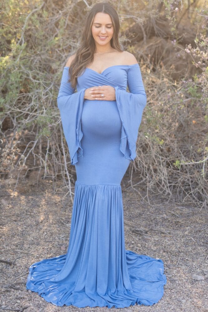 Bell sleeve mermaid maternity gown