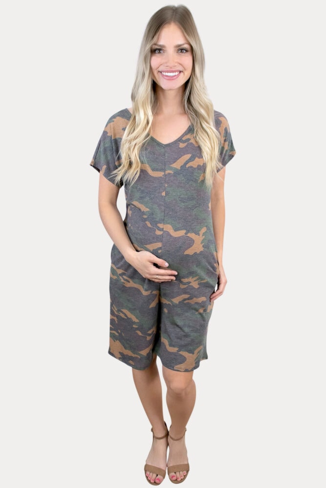 camo maternity romper
