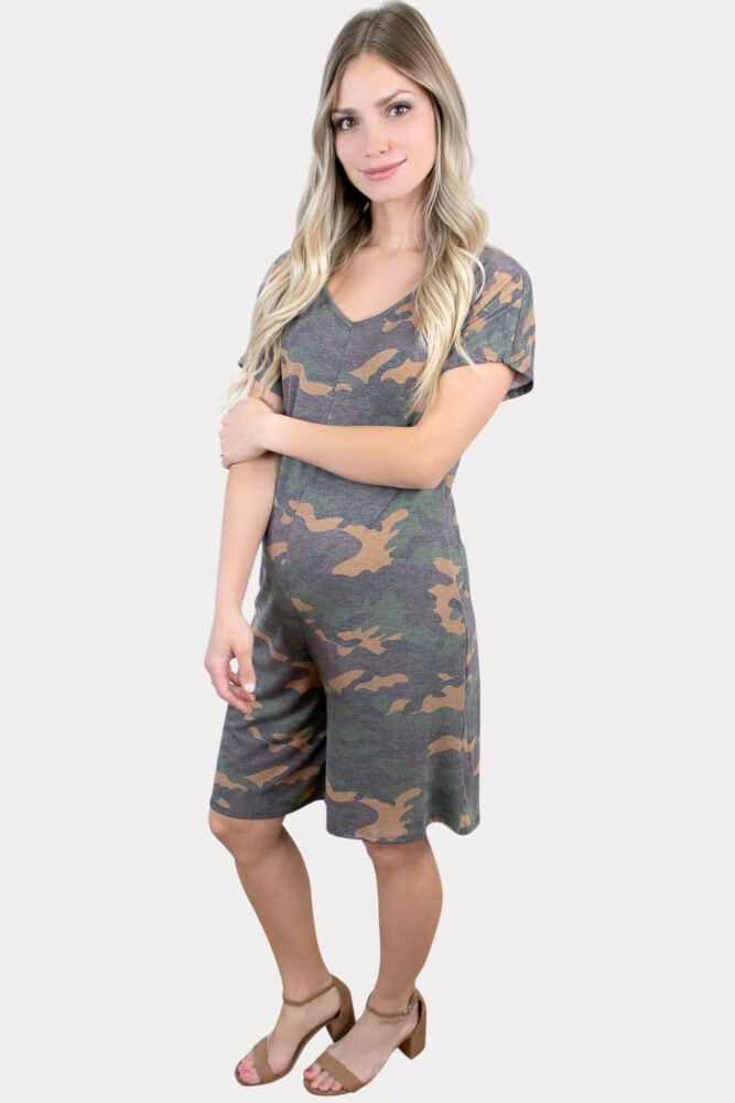 camo maternity romper
