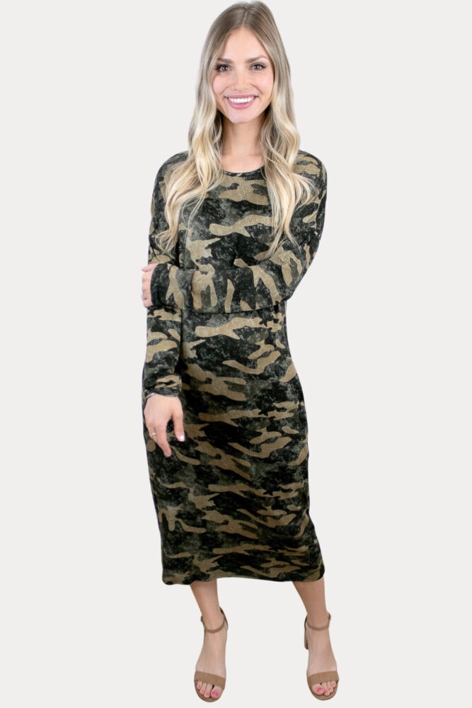 camo maternity maxi dress
