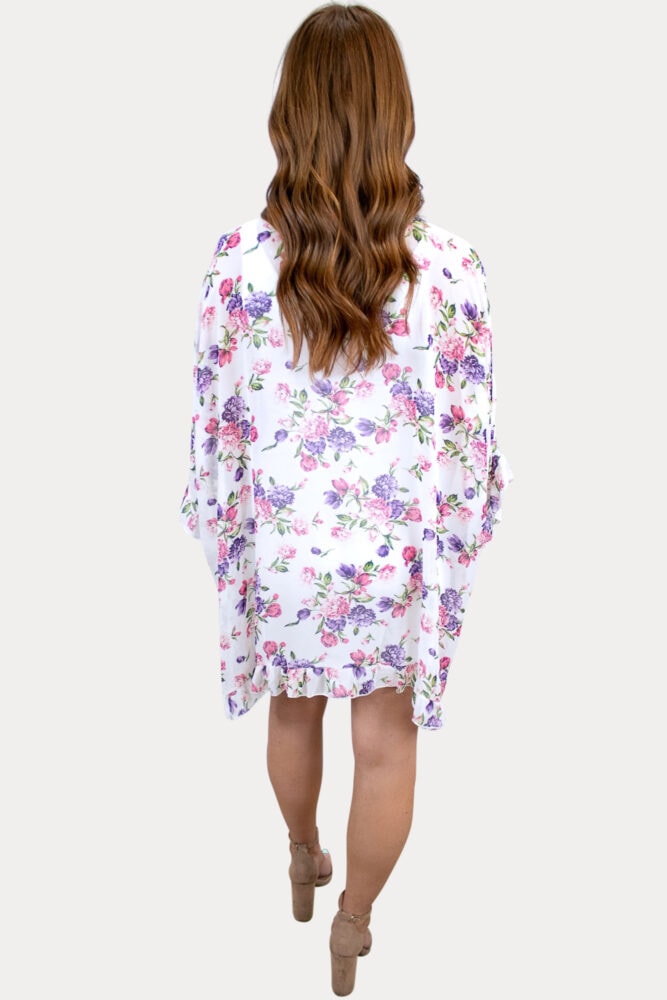 floral ruffle pregnancy kimono