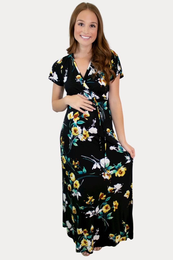 floral sweetheart maternity dress
