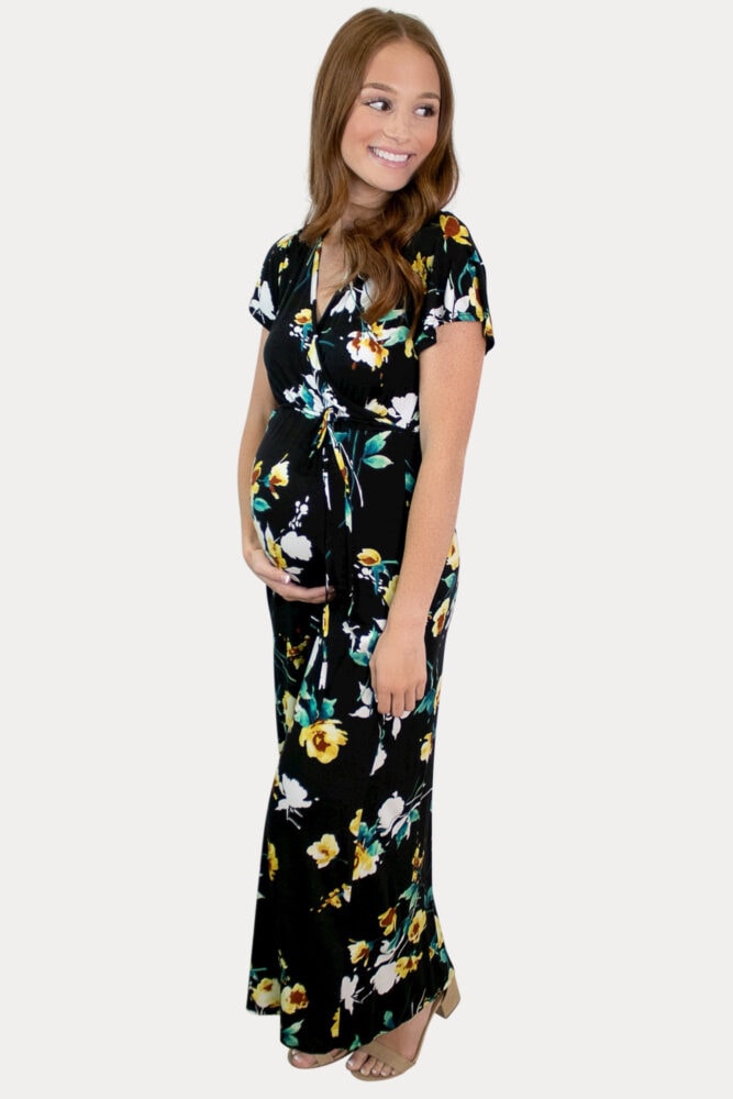 floral sweetheart maternity dress