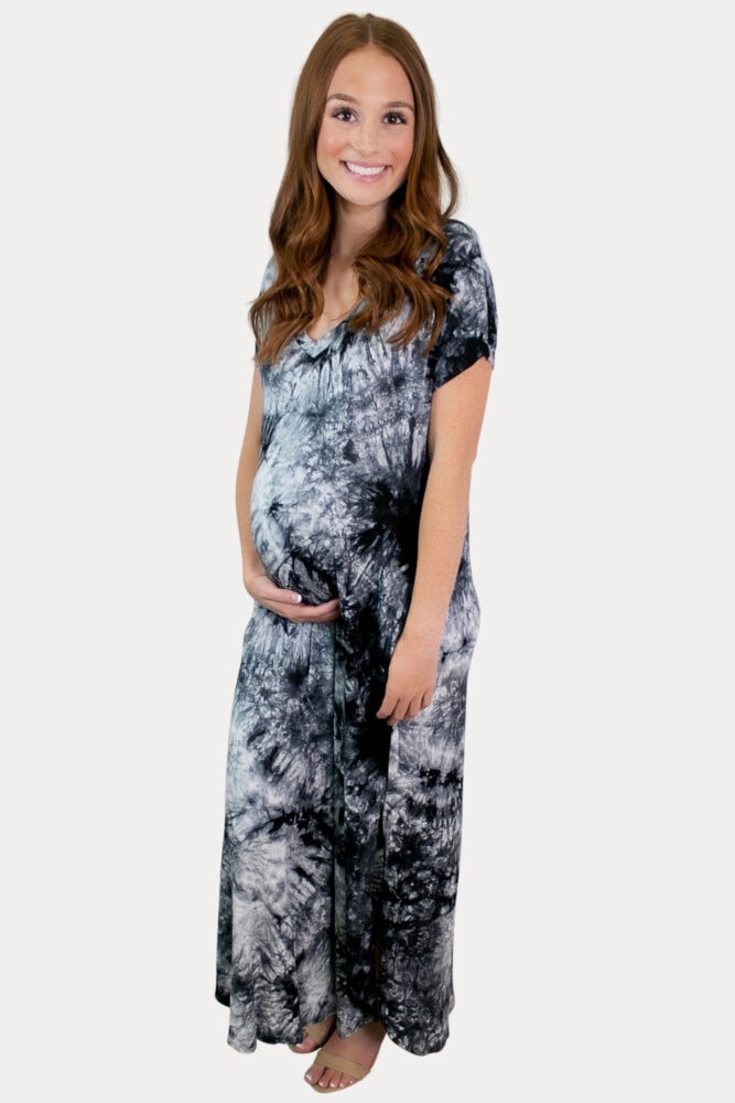 tie dye pregnancy maxi dress