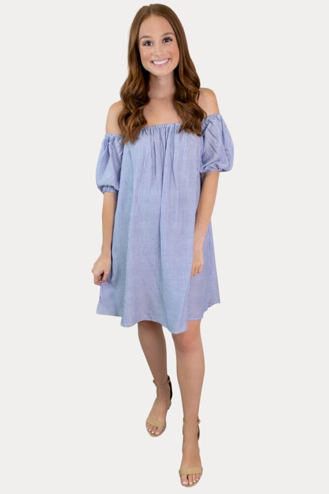 off the shoulder stripe pregnancy dress