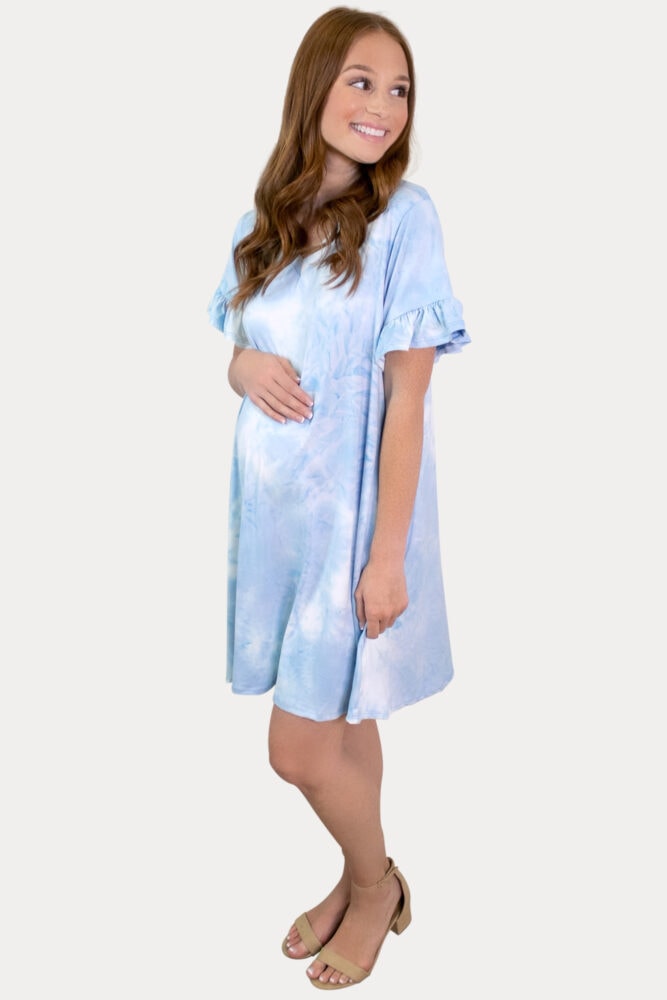 blue tie dye pregnancy dress