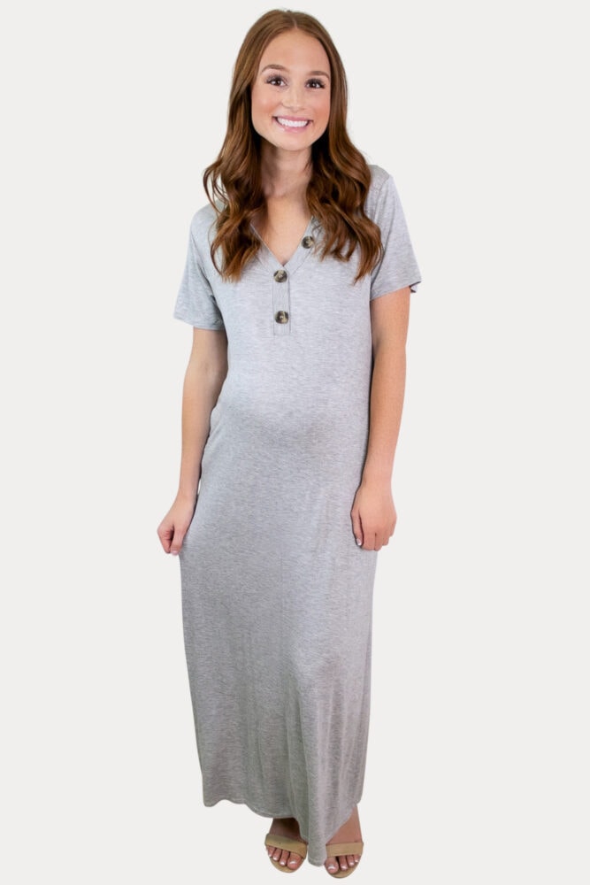 button down maternity maxi