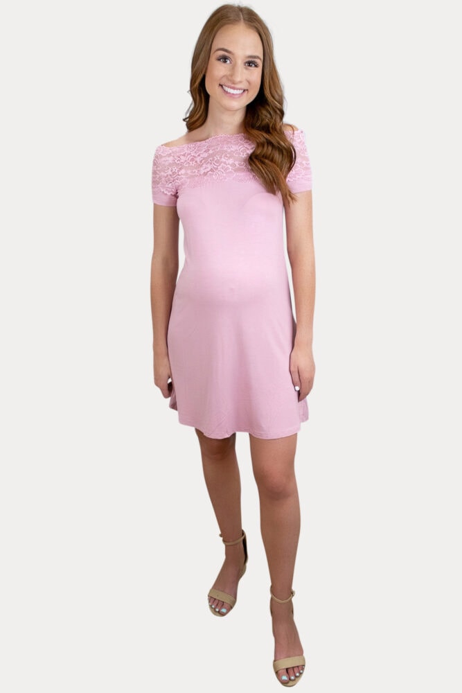 lace trim pregnancy dress