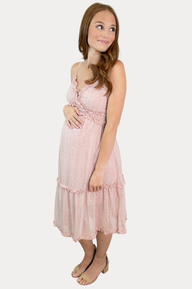pink strap pregnancy dress