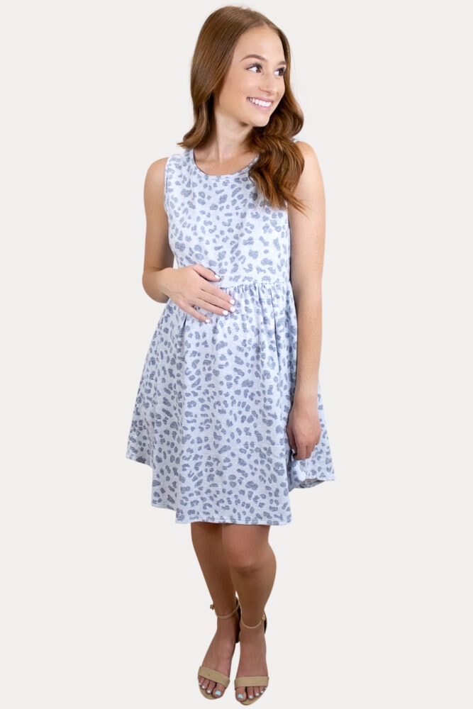 Sleeveless Leopard Maternity Dress