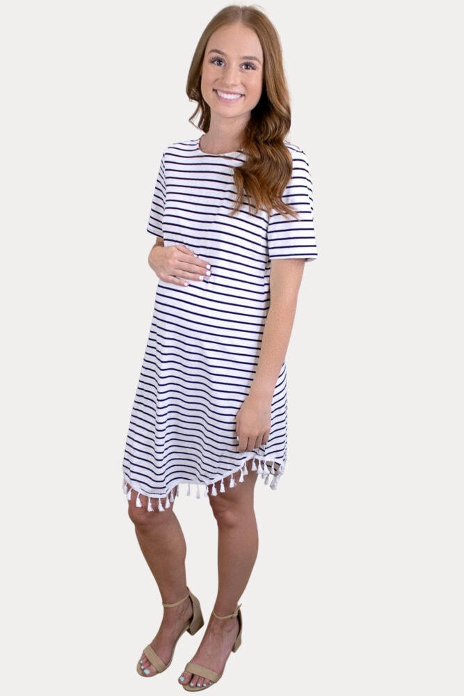 pregnancy dress with stripes