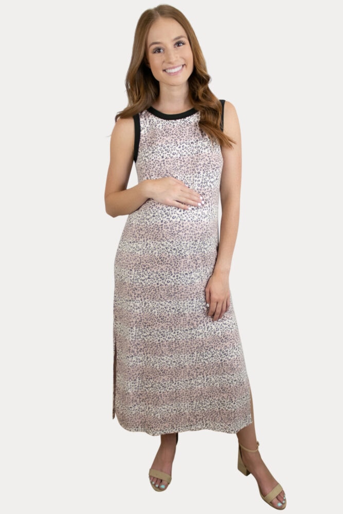 striped leopard pregnancy dress