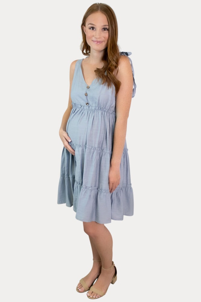 blue strap pregnancy dress